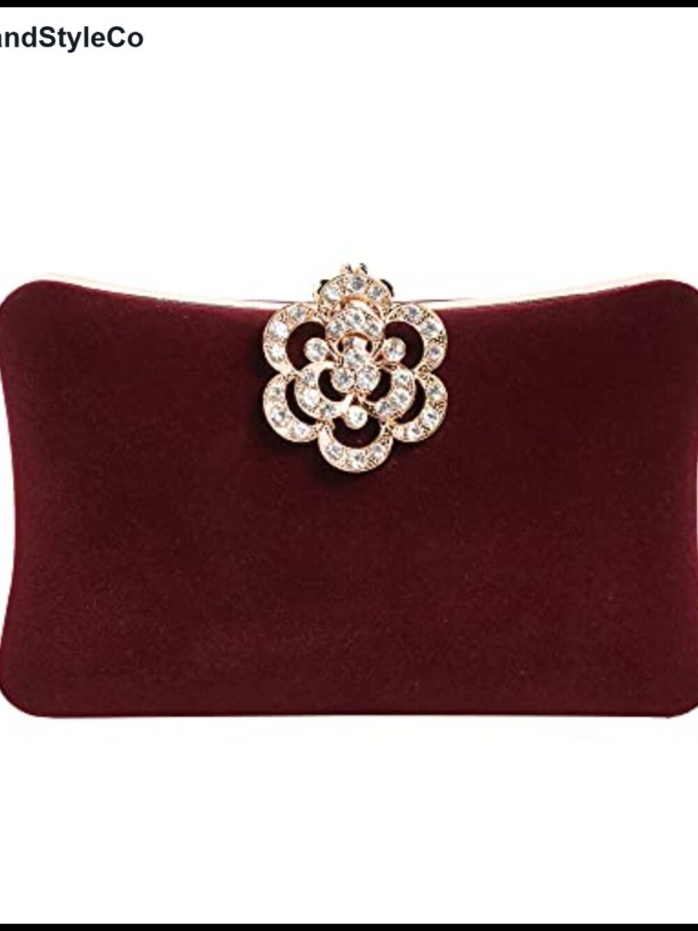 Velvet Evening Bags Rhinestone Clutch Purse with Flower Closure for Party
